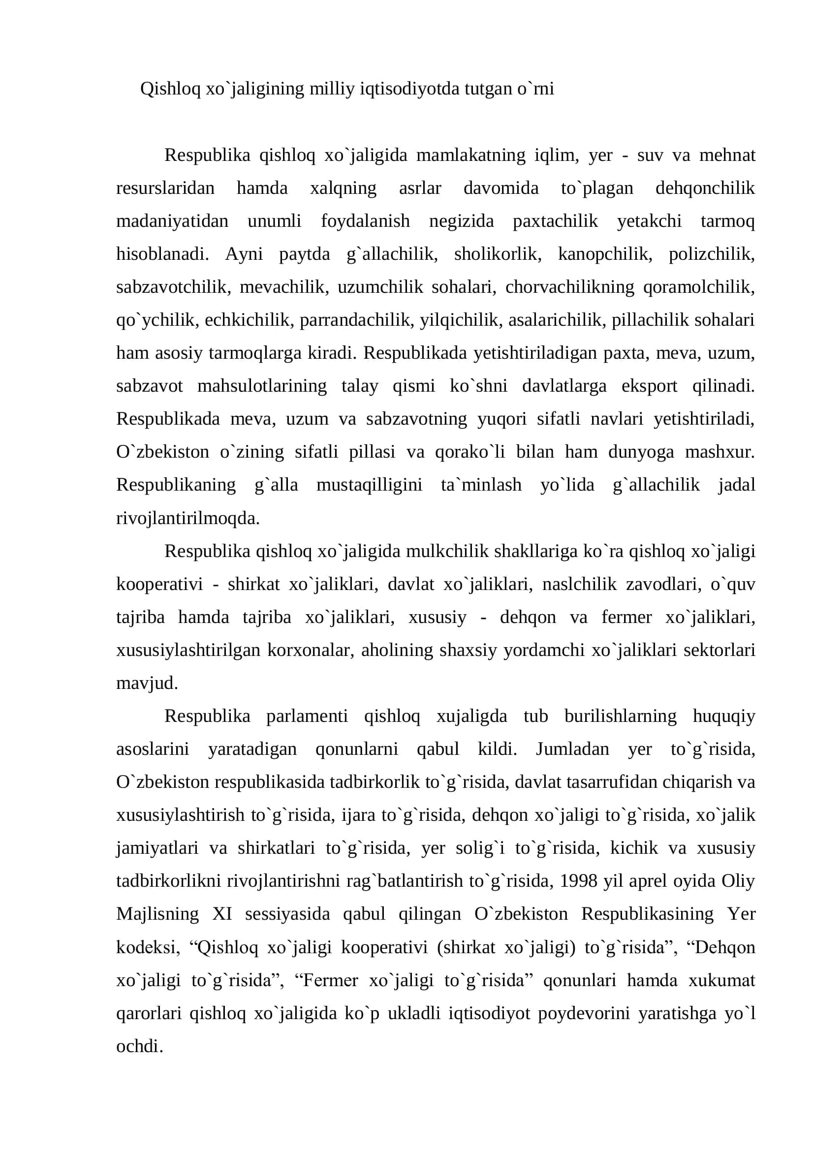 Qishloq xo`jaligi ishlab chiqarishini tashkil etish shakllarining nazariy va amaliy asoslari 3
