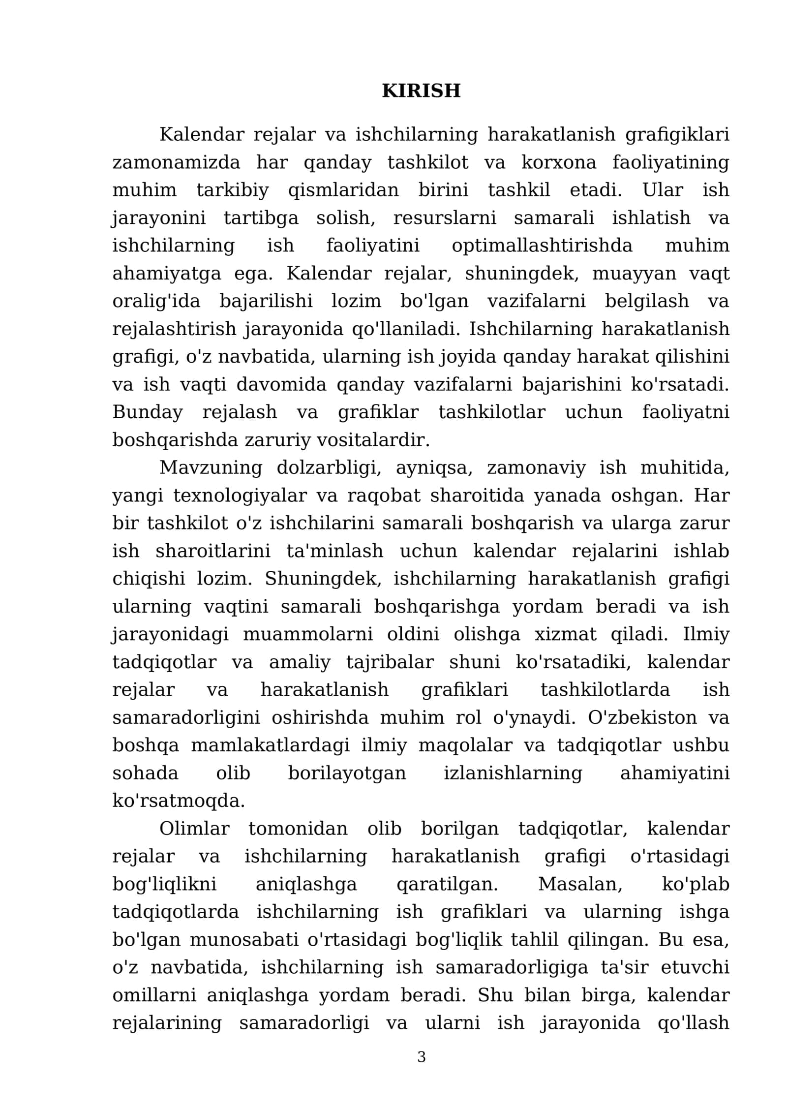 Kalendar rejalar va ishchilarning harakatlanish grafigiklari 3
