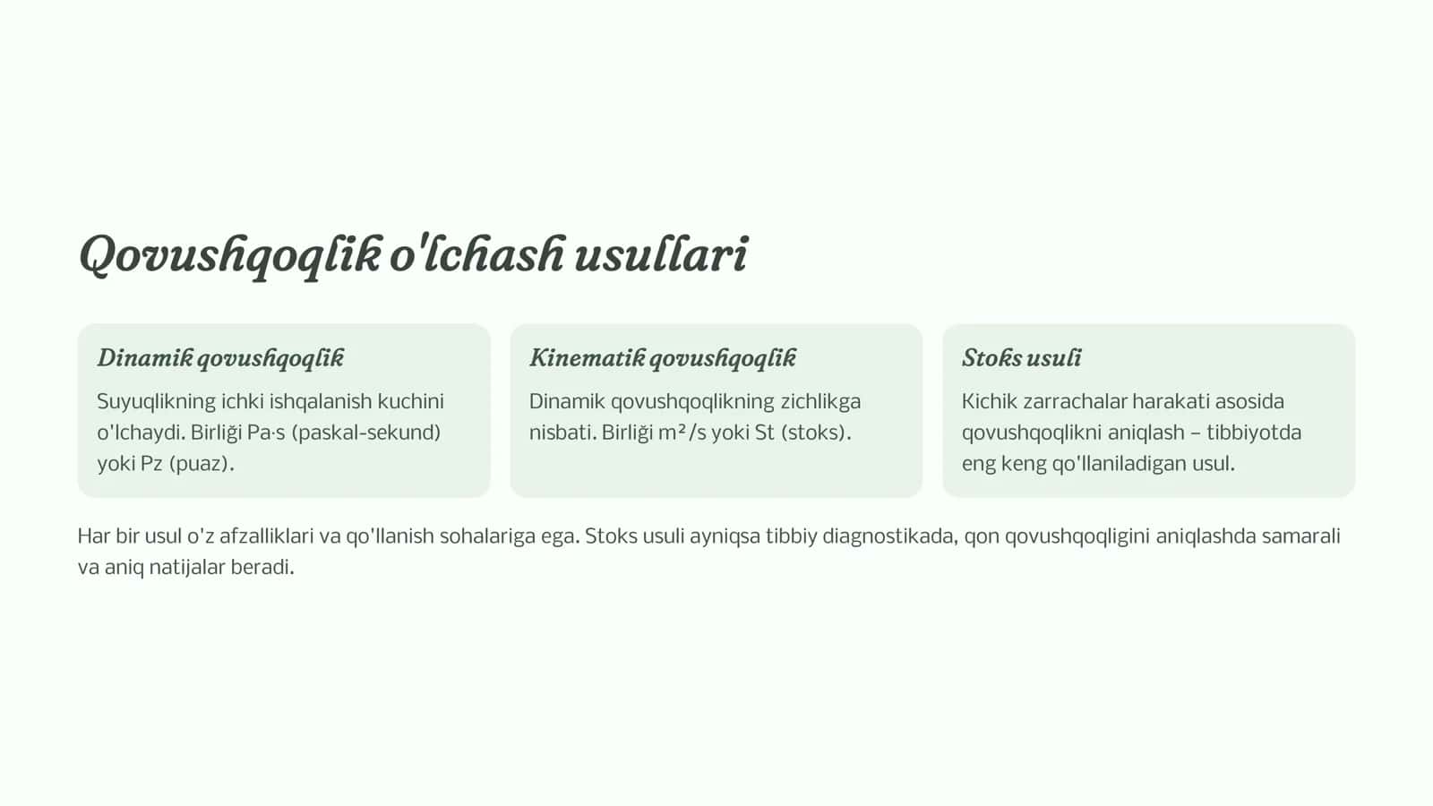 Tibbiyotda qon va boshqa biologik suyuqliklarning qovushqoqligini o'lchash 3