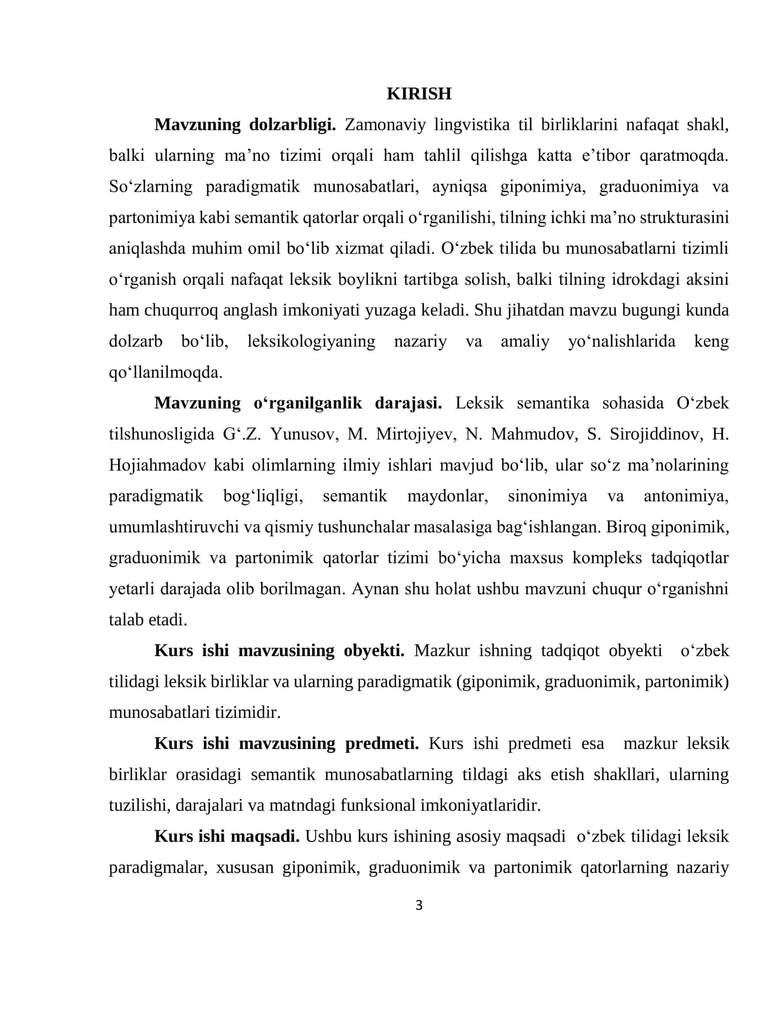Leksik paradigma, giponimik, graduonimik, partonimik qator 3
