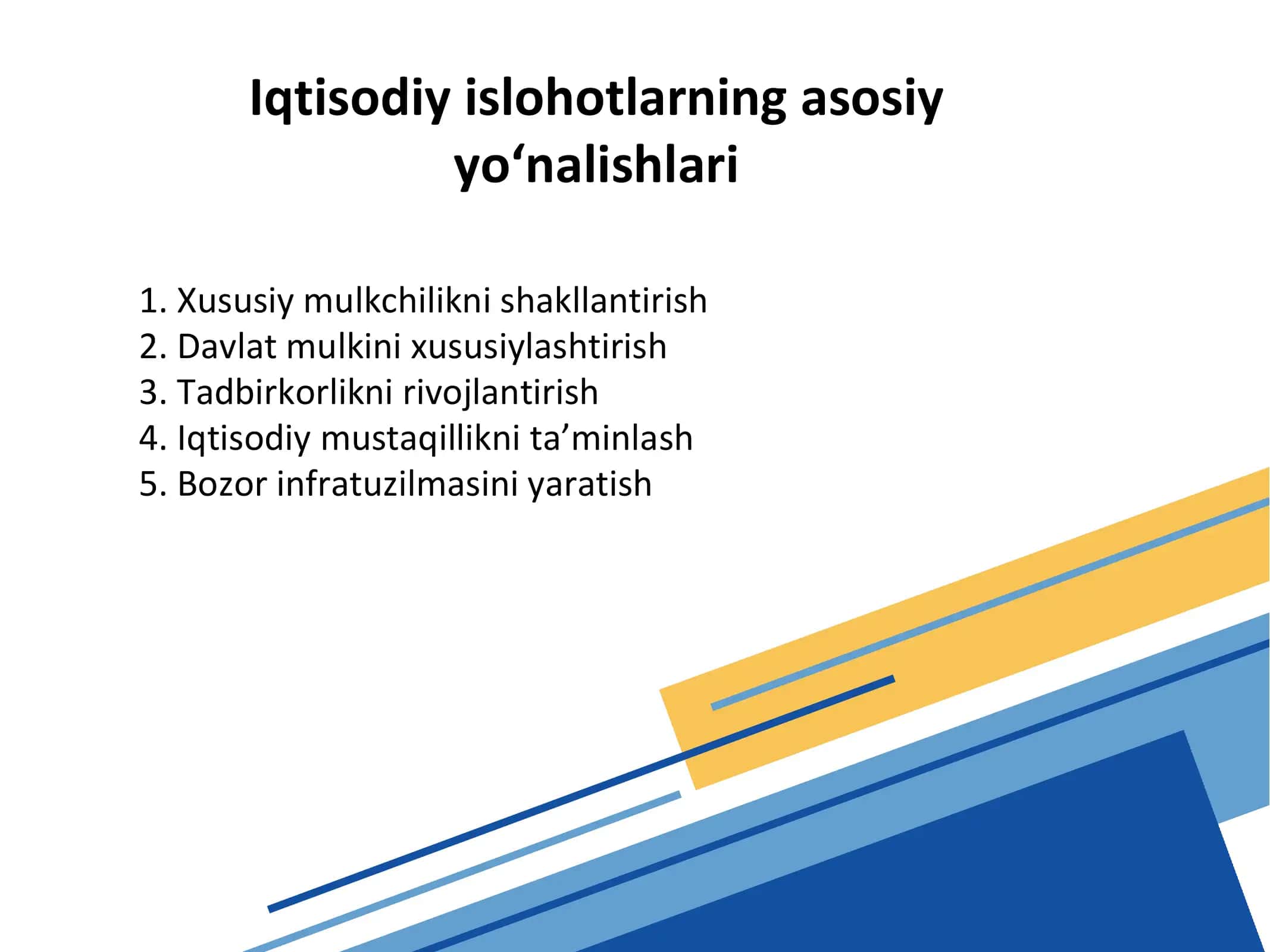 Iqtisodiy islohotlar 3