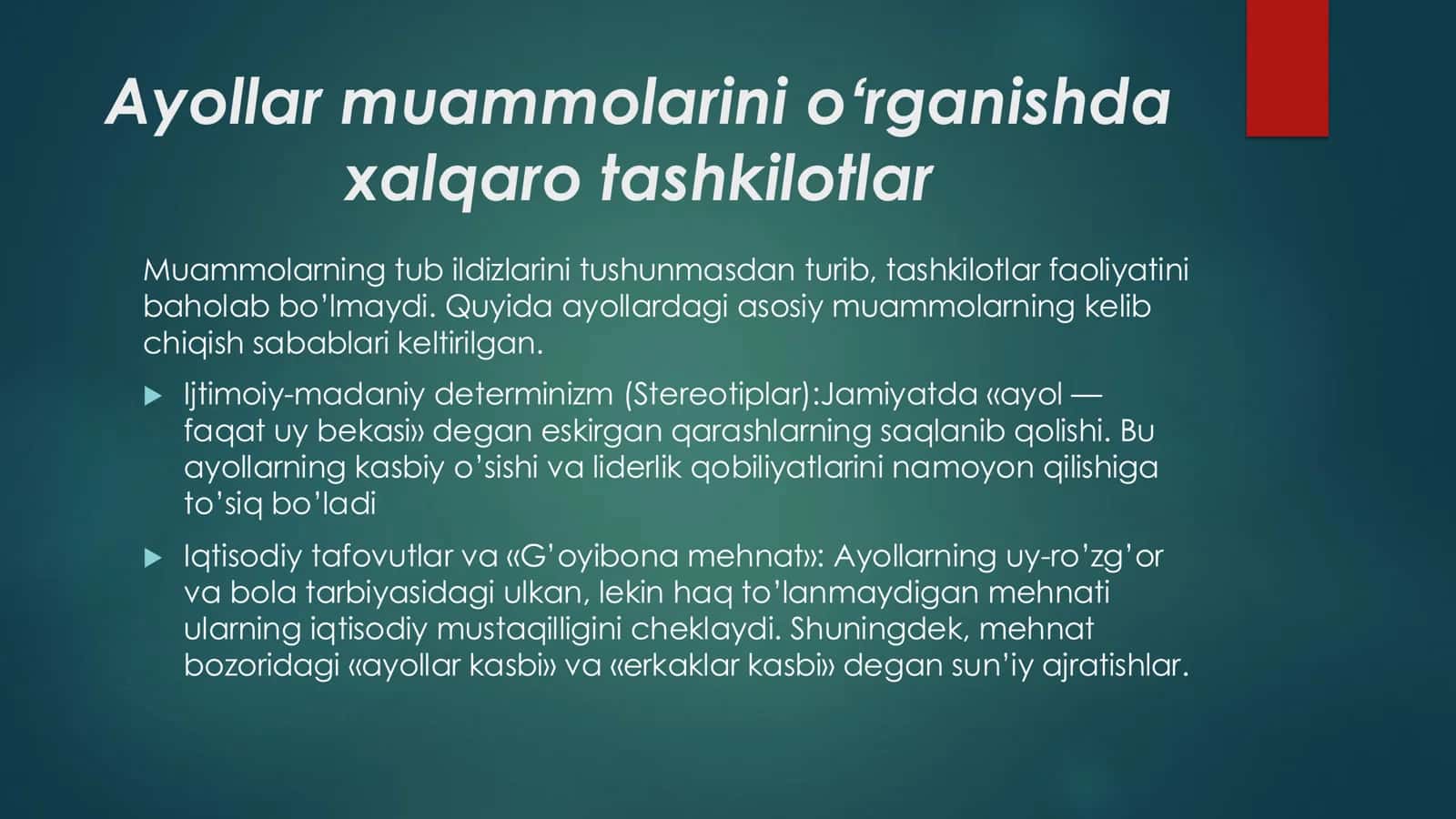 Ayollar muammolarini oʻrganishda xalqaro va mahalliy tashkilotlar oʻrni 3