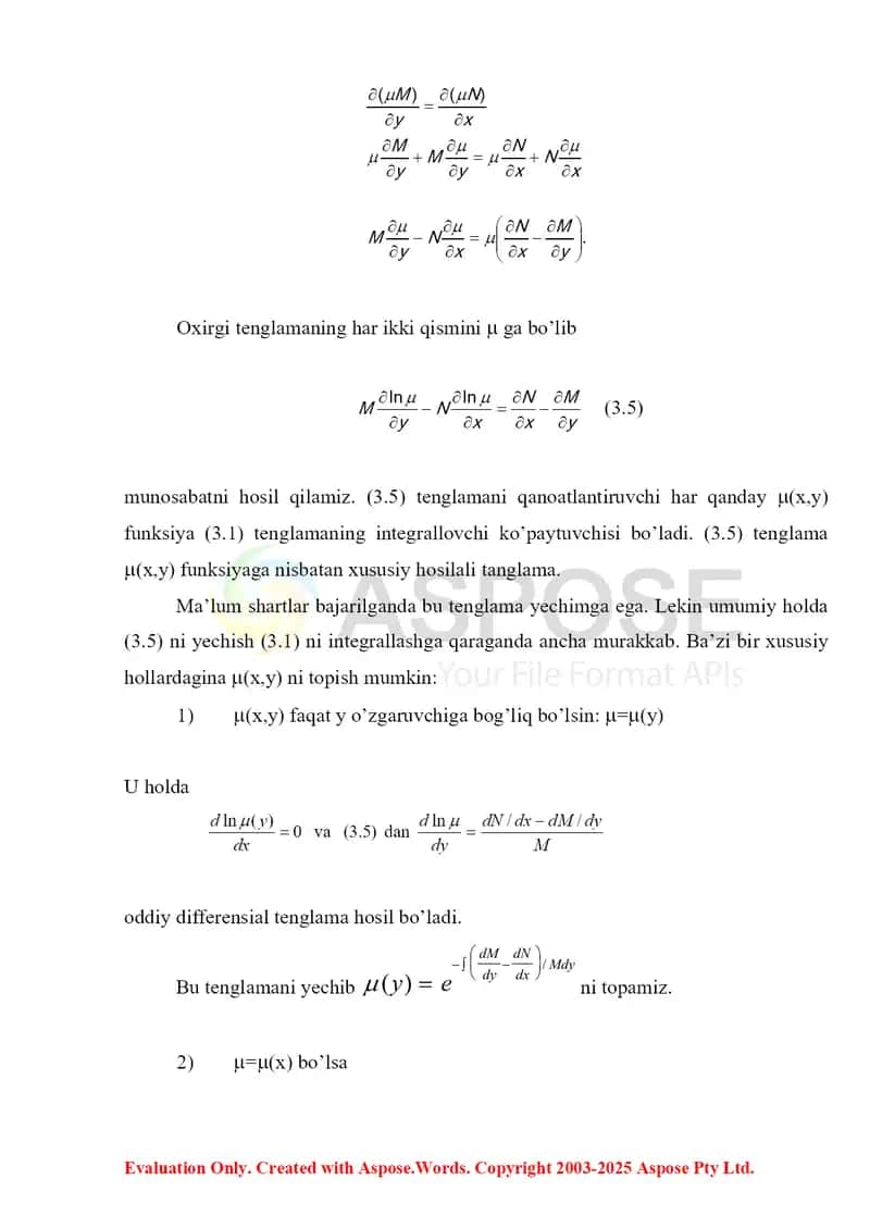 Birinchi tartibli differensial tenglamalar 4