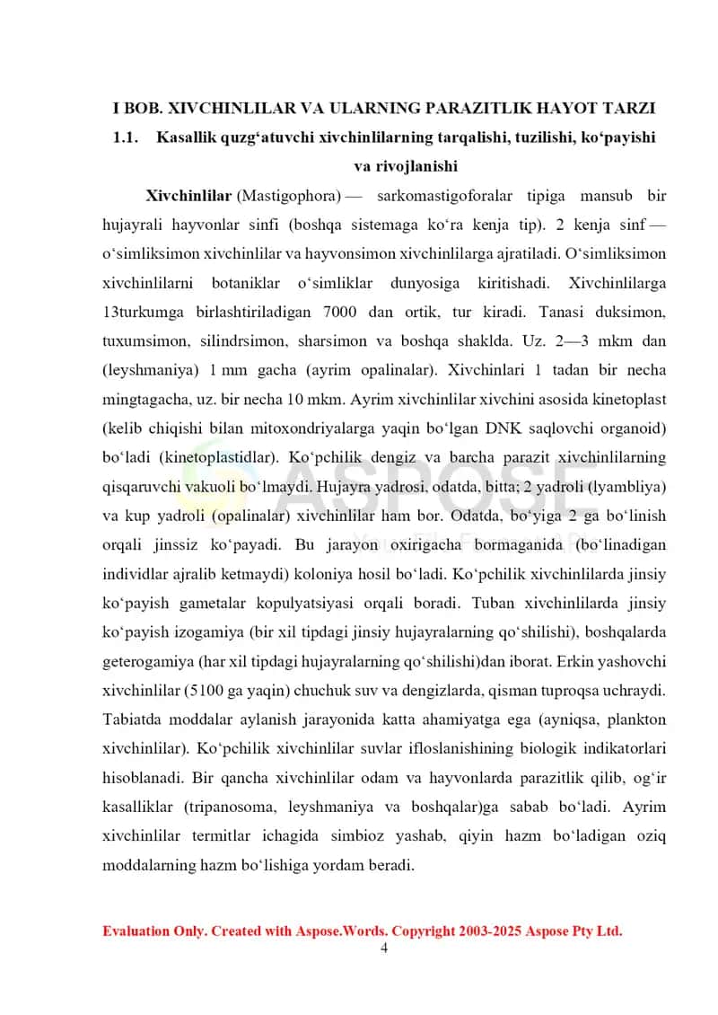 Odam va mahsuldor hayvonlarda parazitlik qiladigan xivchinlilar va ularni oldini olish choralari 4