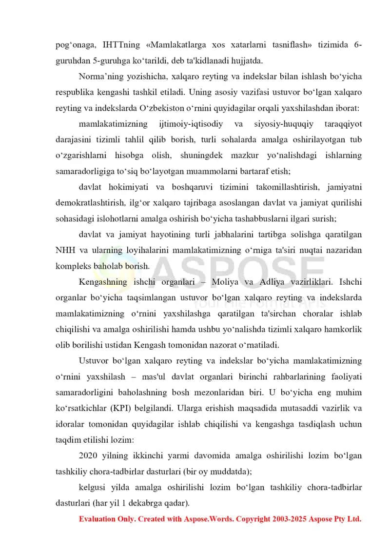 Siyosiy-huquqiy sohadagi ustuvor halqaro reytinglar va ularga O‘zbekistonning integratsiyalashuvi. 4