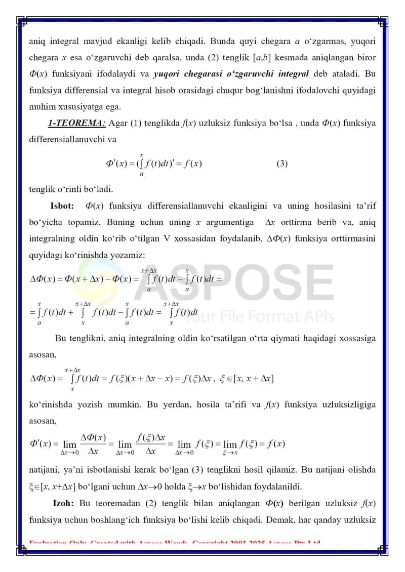 Aniq intеgrallarni hisoblash usullari 4