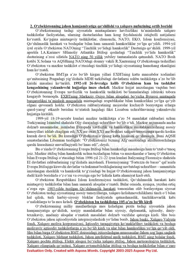 O‘zbekiston va jahon hamjamiyati 4