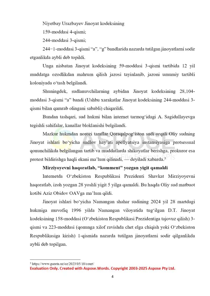 O'zbekiston Respublikasi Prezidentiga tajovuz qilish 4