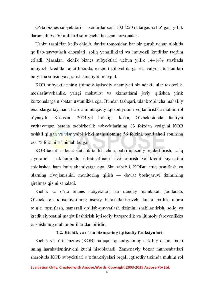 Kichik va o‘rta biznesni rivojlantirish — iqtisodiy erkinlikni ta’minlash omili sifatida 4