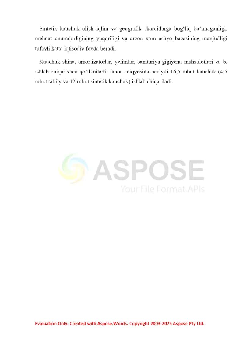 5. Alkadiyenlar – turkumlanishi, olinishi, reaksiyaga kirish qobiliyati. Tabiiy va sintetik kauchuklar 2. Referat 18 bet 4