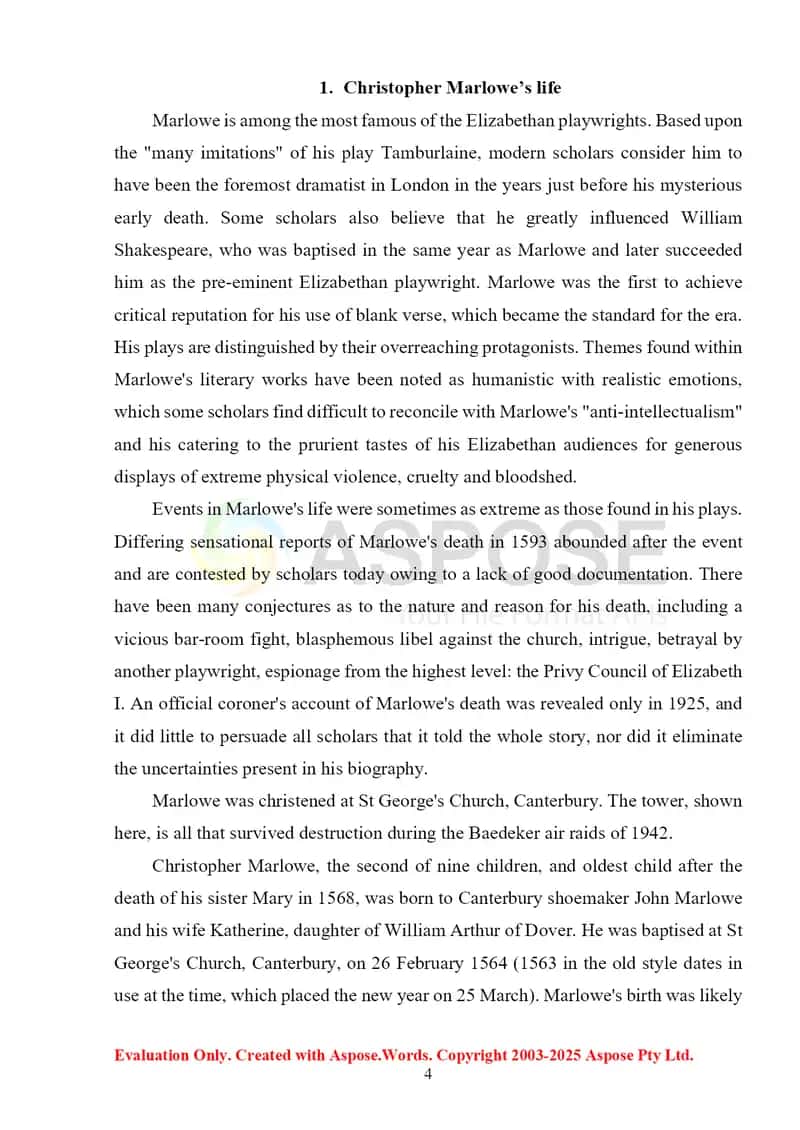 Christpher Marlowe's tragedies 4