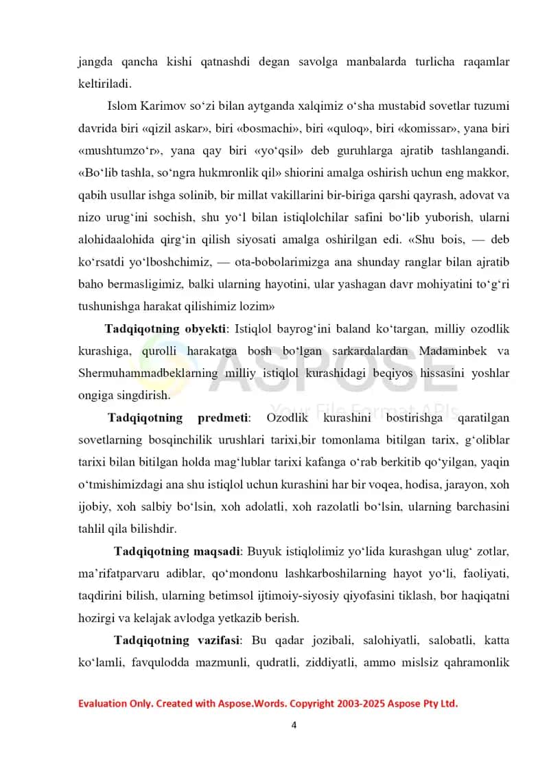Turkiston mintaqasidagi istiqlolchilik harakatining yo'lboshchilari faoliyati (qo'rboshi Shermuhammadbek hayoti va faoliyati misolida) 4