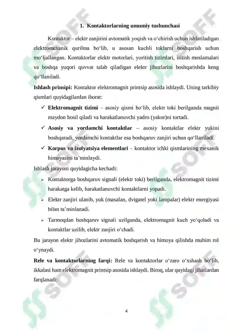 Kontaktorlarning koʻrsatmalar 4