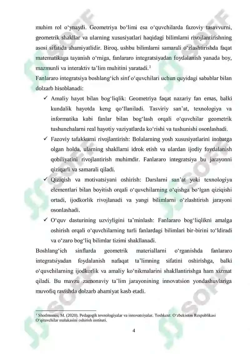 Boshlangʻich sinif matematika kursida gemetrik materialni oʻrganish 4
