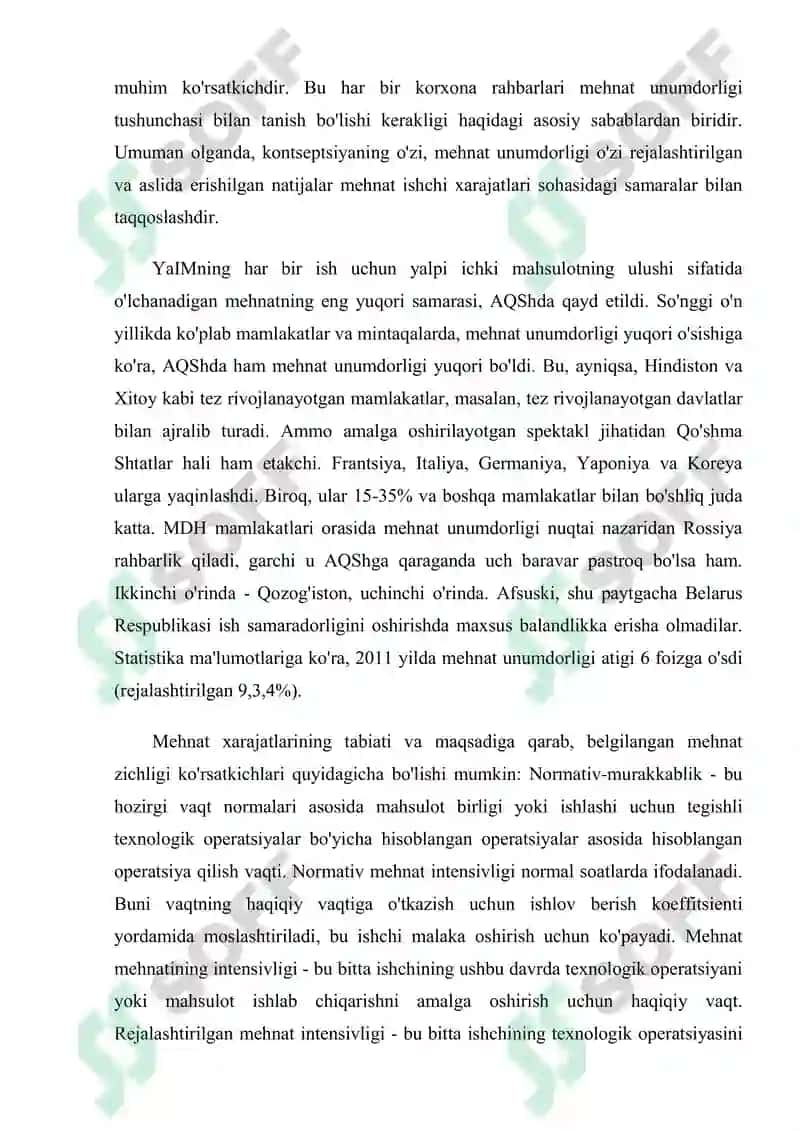 Mehnat unumdorligining darajasi va unga tasir etuvchi omillar 4