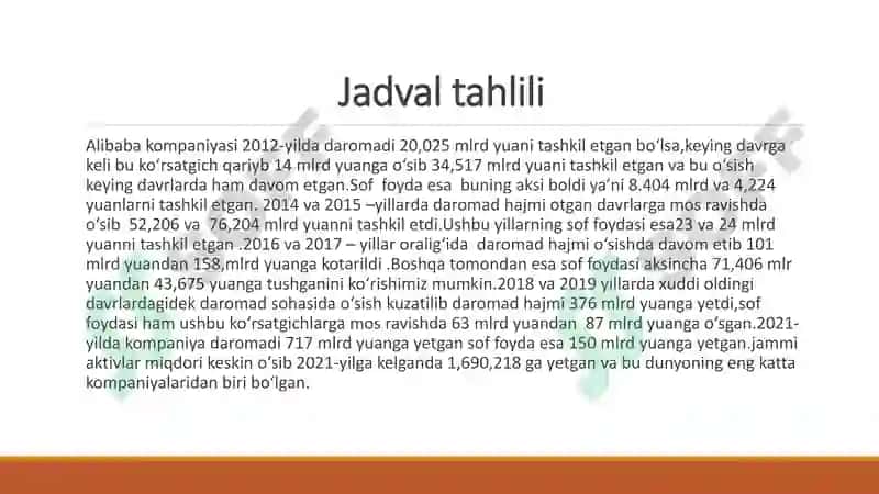 Alibaba kompaniyasining 2022-2023 yillardagi ma'lumotlarining qiyosiy tahlili 4