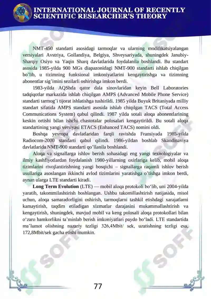 MOBIL TARMOQLARNING RIVOJLANISH BOSQICHLARI, PAYDO BO’LISH TARIXI VA UNING KELAJAKDAGI ISTIQBOLLARI 4