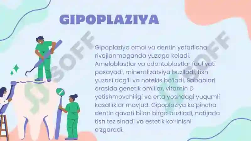 Emal va dentin kasalliklari: gipoplaziya, karies, gipofosfataziya, flyuroz 4