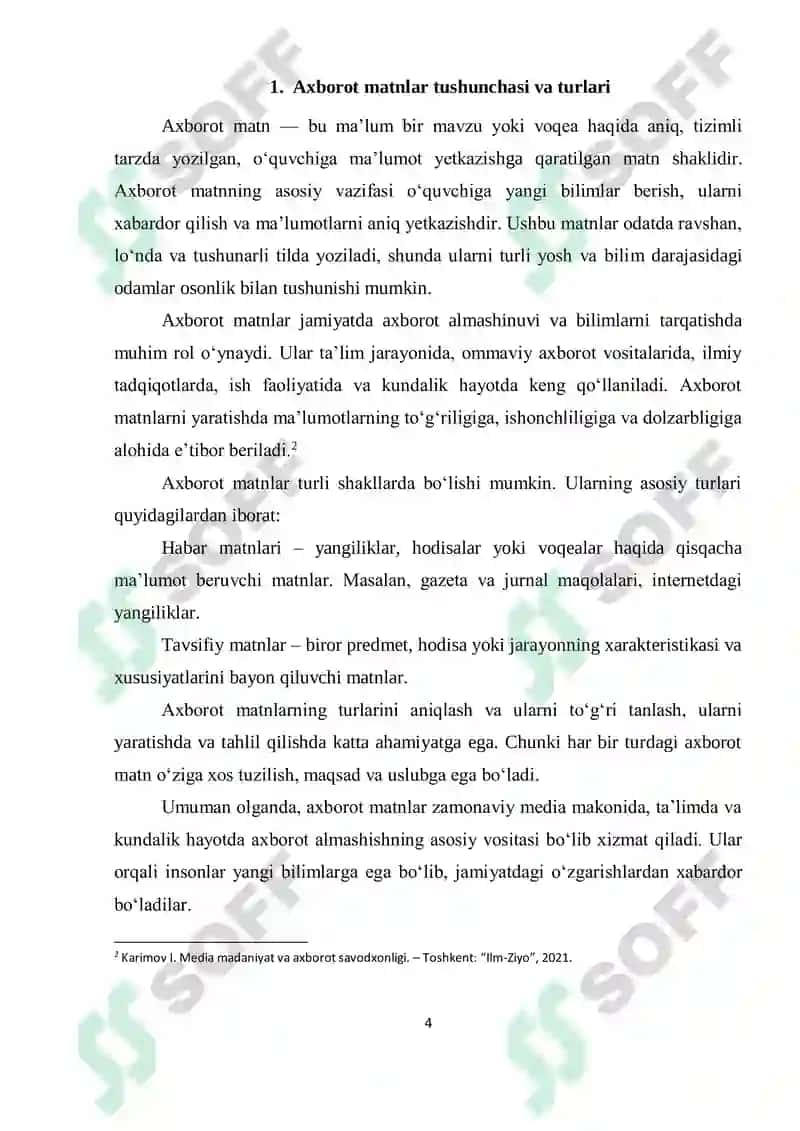 AXBOROT MATNLAR BILAN ISHLASH VA MEDIA MADANIYAT 4
