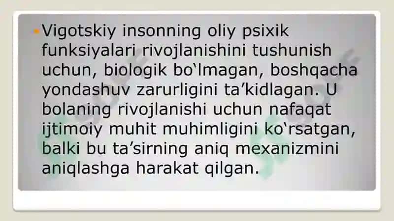 Vigotskiyning madaniy tarixiy kantseptsiyasi 4