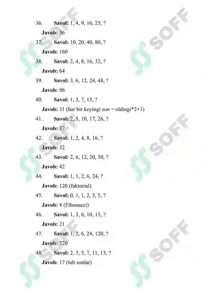 ARGOS IQ TEST JAVOBLARI YANGI 4