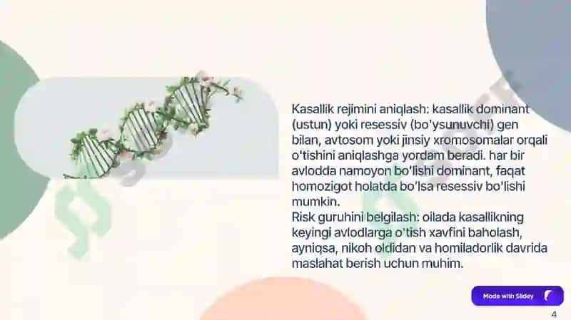 Geneologik usulning irsiy kasalliklarni aniqlashda qoʻllanilishi 4