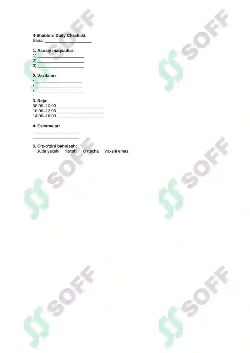 Daily Checklist 4