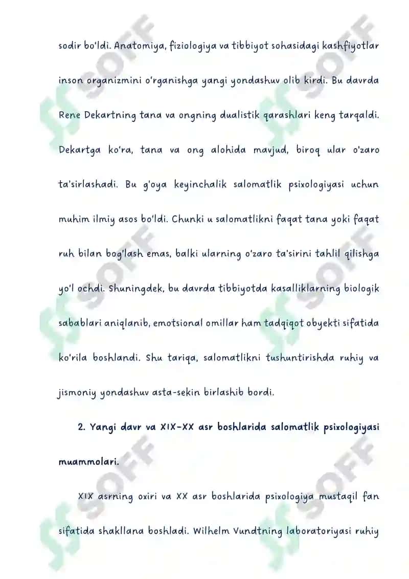 Salomatlik psixologiyasi muammosining rivojlanish tarixi 4