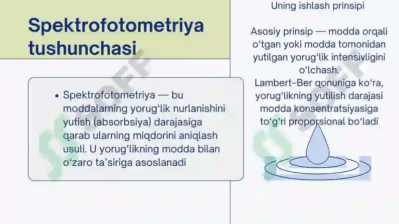 Spektrofotometriya asoslari va undan tibbiy-biologik tahlillarda foydalanish 4