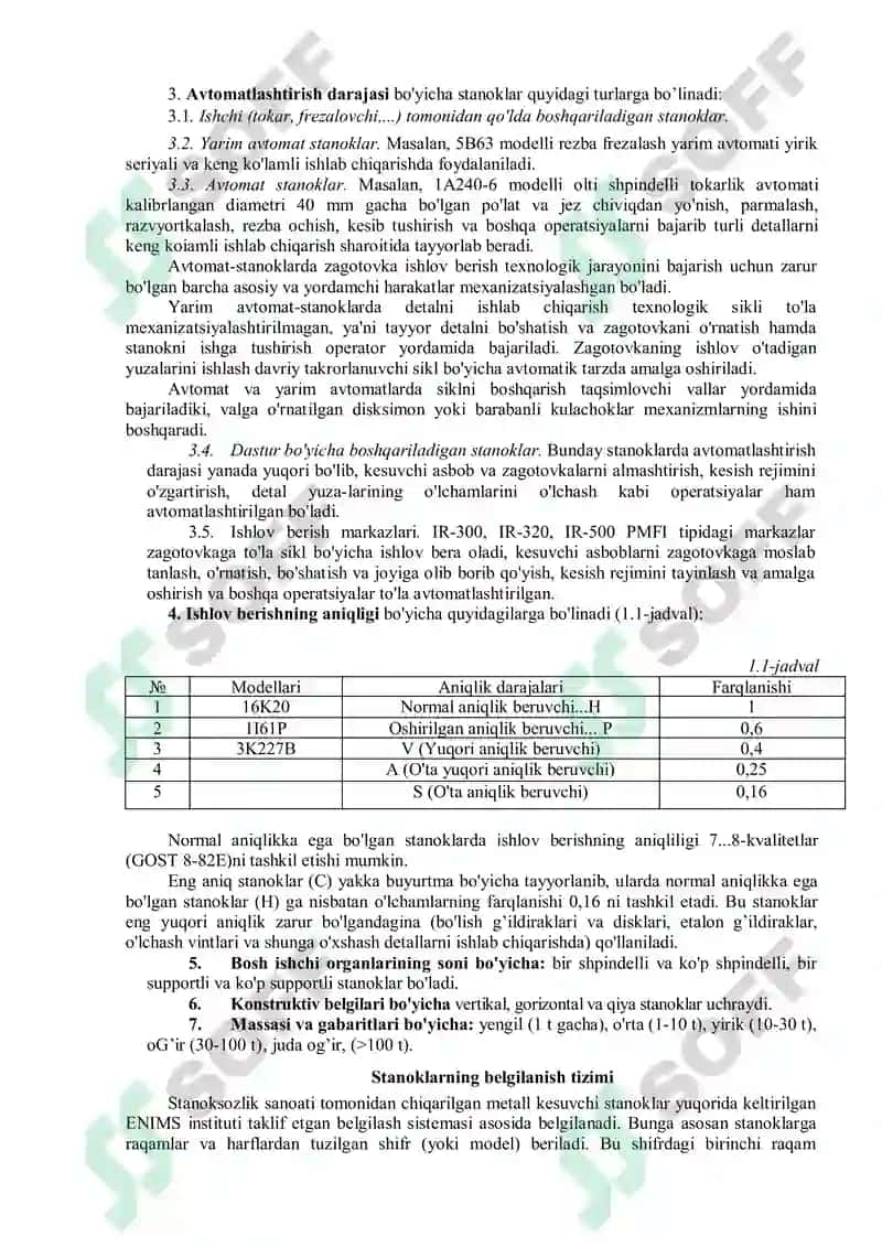 Metall kesuvchi stanoklar va ularning tasnifi 4