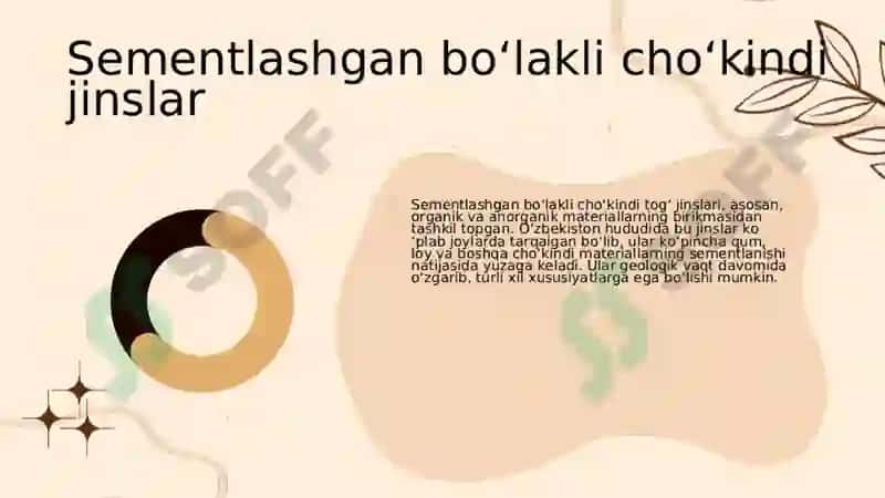 Sementlashgan bo‘lakli cho‘kindi tog‘ jinslarini O‘zbekiston hududida tarqalishi. 4