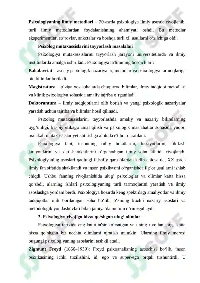 Psixologiya fanining rivojlanishi 5
