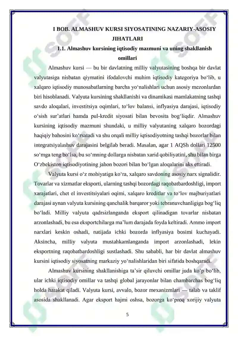 Almashuv kursi siyosatining tashqi savdo faoliyatiga ta’siri 5