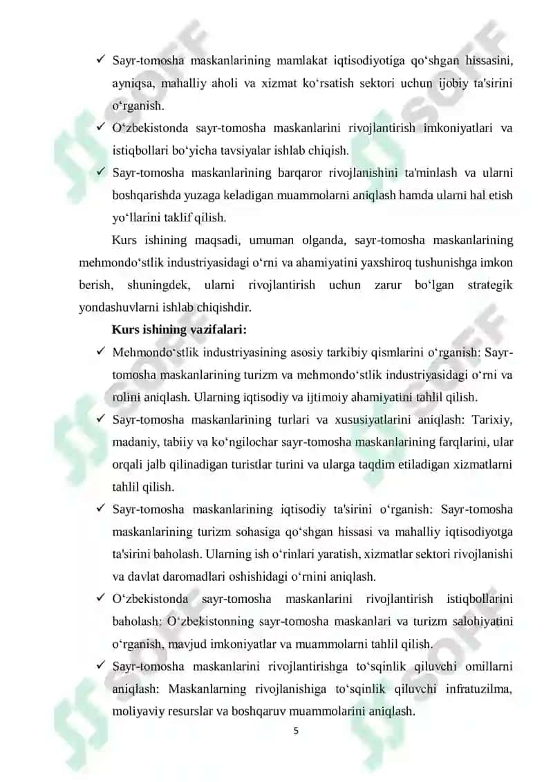 MEHMONDO‘STLIK INDUSTRIYASINI RIVOJLANTIRISHDA SAYR-TOMOSHA MASKANLARINING O‘RNI 5