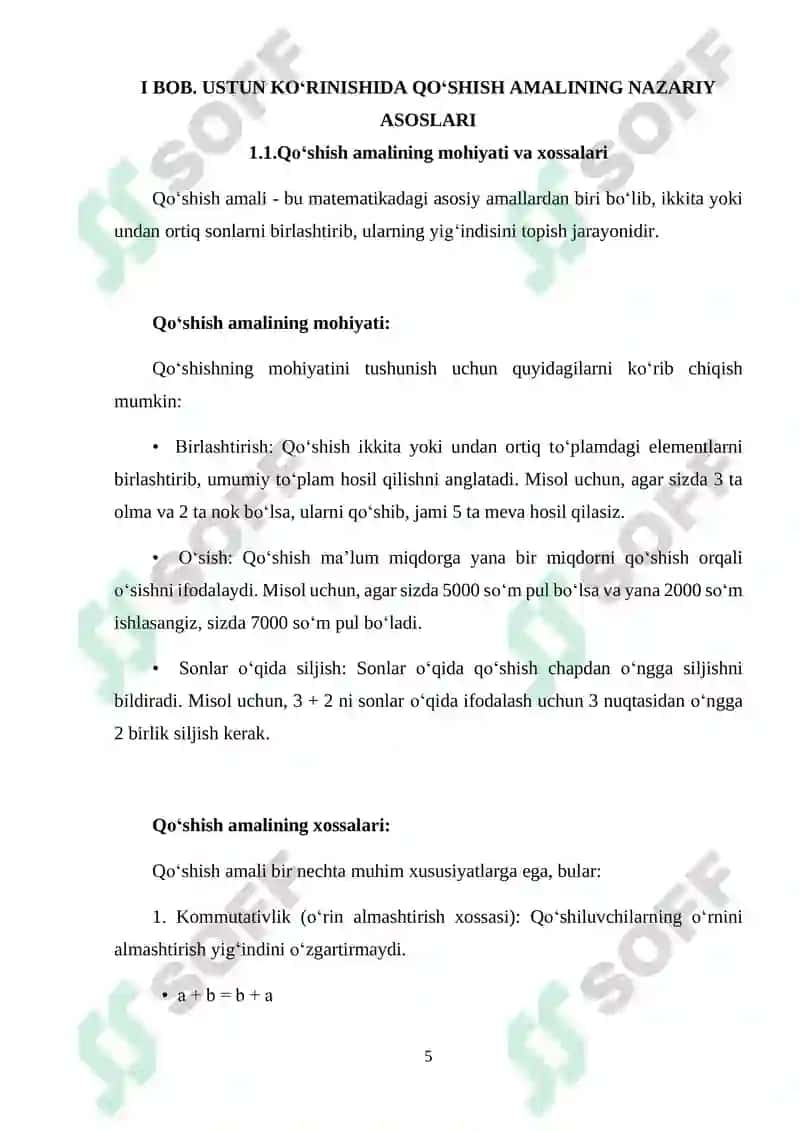 Ustun ko‘rinishida qo‘shishni o‘rgatish metodikasi 5