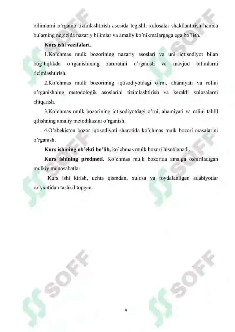 Ko’chmas mulk bozorining iqtisodiyotdagi o’rni, ahamiyati va roli 5