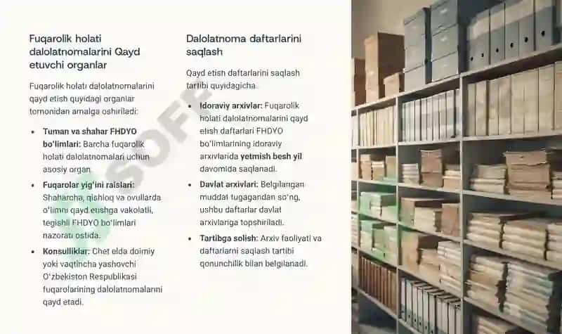 FUQAROLIK HOLATI DALOLATNOMALARINI QAYD ETISH MAZVUSI BO'YICHA MUSTAQIL ISH 5