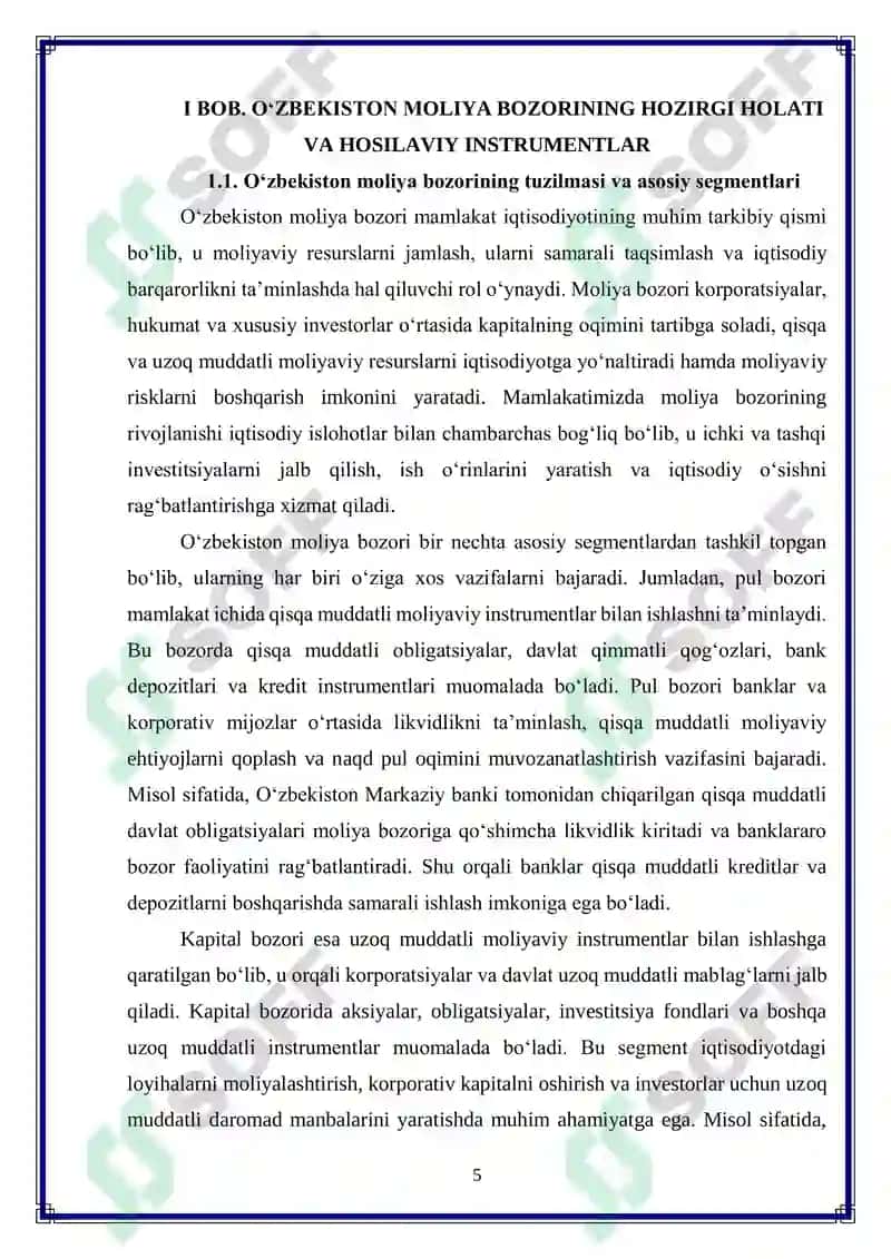 O‘zbekiston moliya bozorida hosilaviy instrumentlardan foydalanishni kengaytirish 5