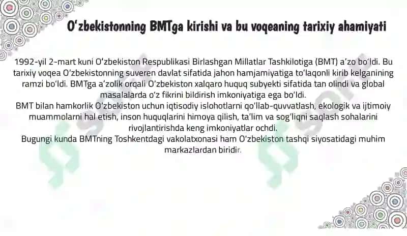 Oʻzbekiston xalqaro tashkilotlarda 6
