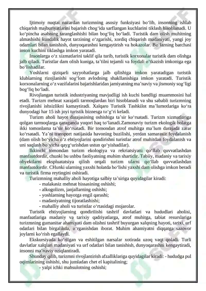 Turizmning shakllanish omillari va manbalari 6