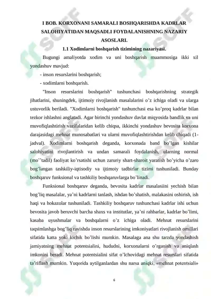Korxonani boshqarishda kadrlar salohiyatidan maqsadli foydalanishning nazariy asoslari 6
