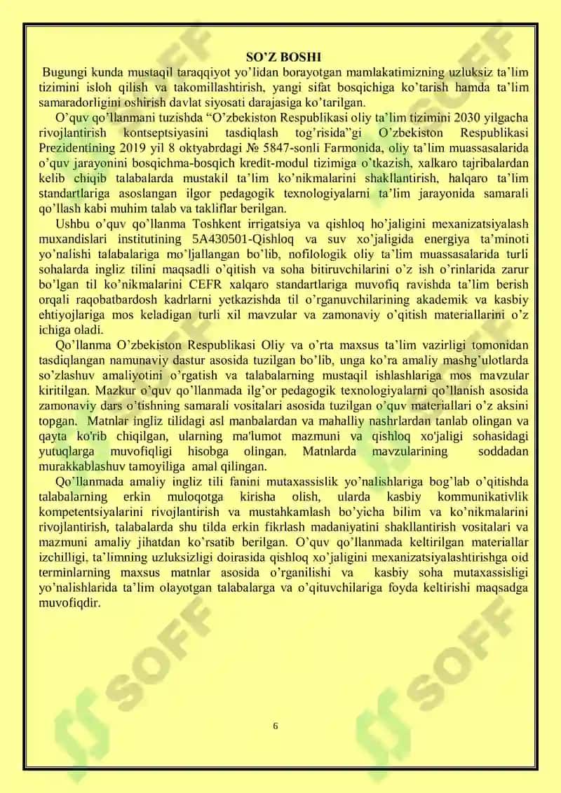 English for Energy Supply in Agriculture 6