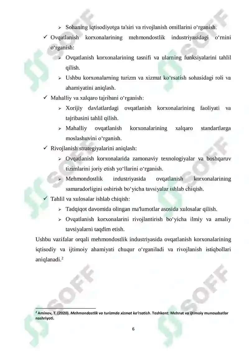 "MEHMONDO‘STLIK INDUSTRIYASIDA OVQATLANISH KORXONALARINING O‘RNI" 6