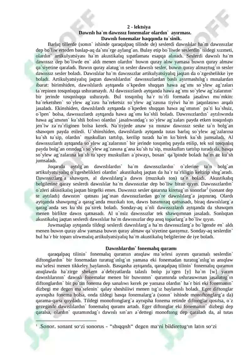 Ha`zirgi qaraqalpaq tili. Fonetika-1 6