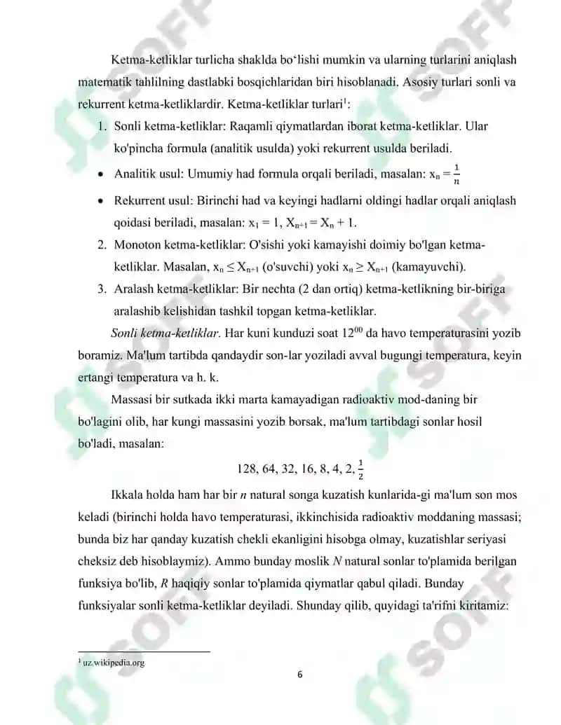 Ketma-ketliklarni geometrik kattaliklarni hisoblashga tatbiqi 6