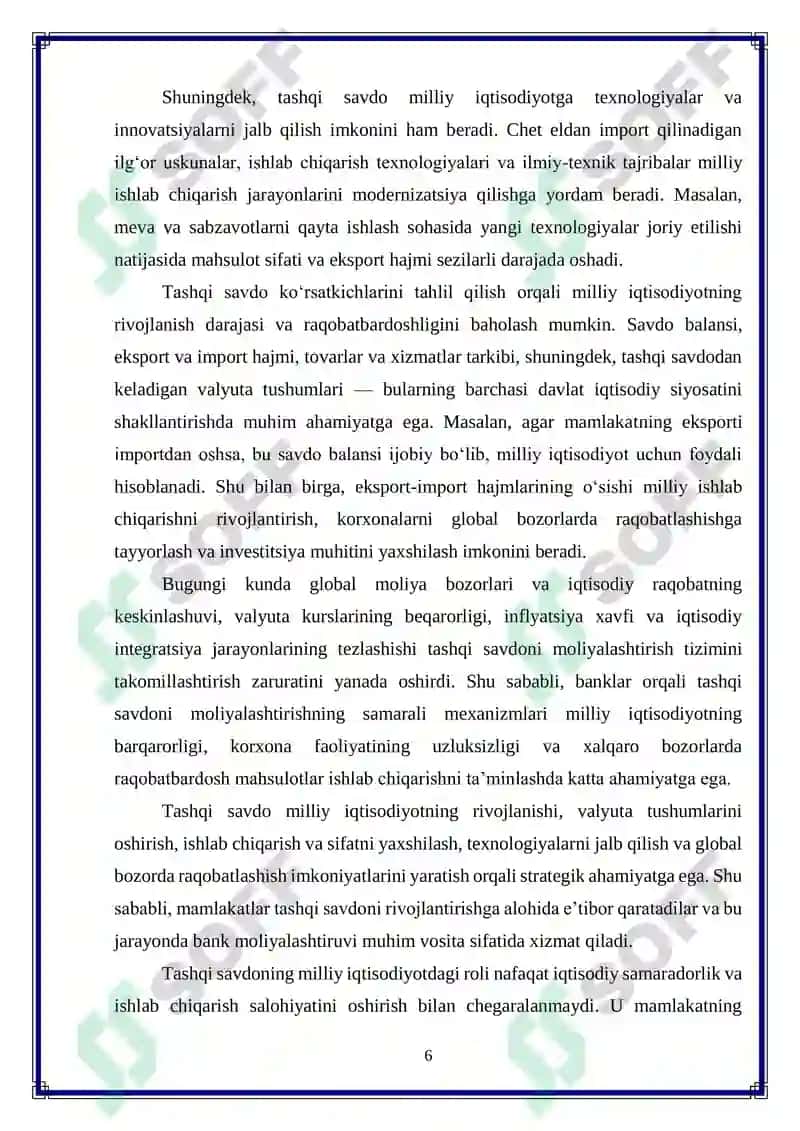 Tashqi savdoni bank moliyalashtiruvi usullarini takomillashtirish 6