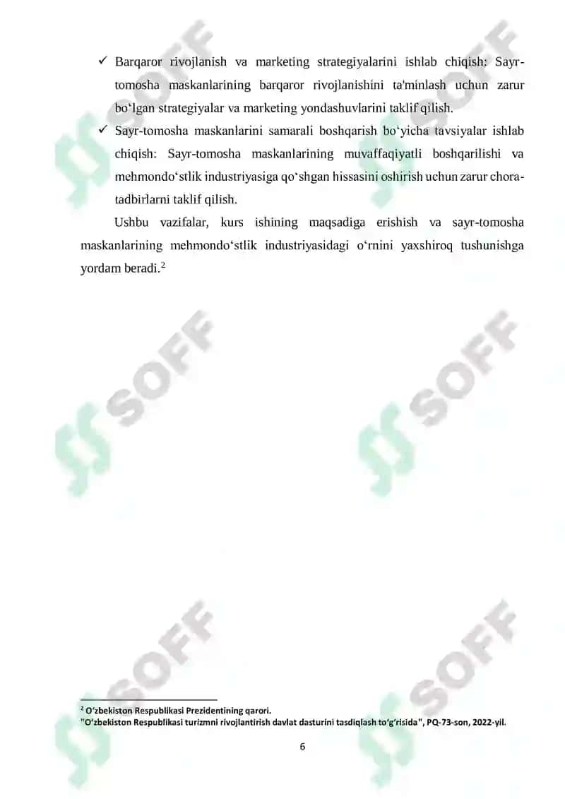MEHMONDO‘STLIK INDUSTRIYASINI RIVOJLANTIRISHDA SAYR-TOMOSHA MASKANLARINING O‘RNI 6