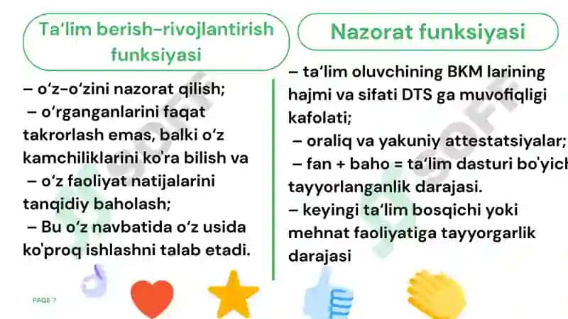 Oliy ta'limda Pedagogik nazorat 7