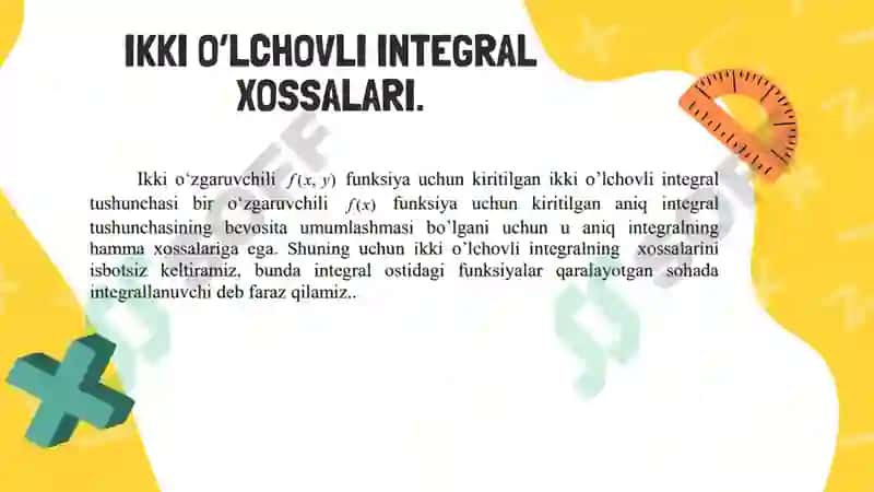 Ikki o’lchovli integrallarni hisoblash 7