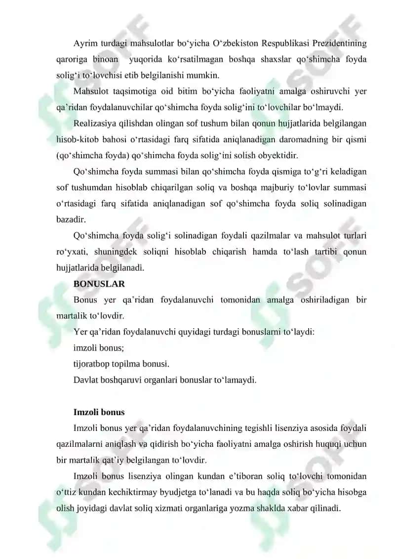 Suv resurslaridan foydalanganlik uchun soliqning stavkalari 7